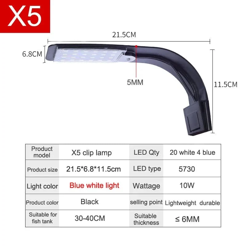 Super Slim LED Aquarium Licht Beleuchtung Pflanzen Wachsen Licht 5W/10W/15W Wasserpflanze Beleuchtung wasserdichte Clip-on Lampe Für Aquarium