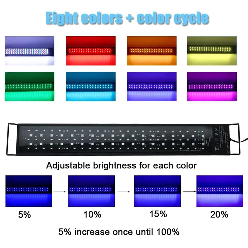30-60cm Fisch Tank 24/7 Volle Spektrum Beleuchtung LED Licht Aquarium Dekoration Wasserpflanze Wachstum Lampe IP68 Wasserdicht 100V-240V