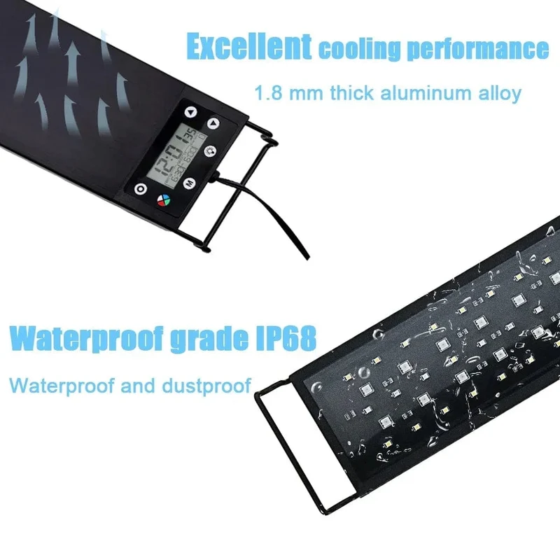 30-60cm Fisch Tank 24/7 Volle Spektrum Beleuchtung LED Licht Aquarium Dekoration Wasserpflanze Wachstum Lampe IP68 Wasserdicht 100V-240V