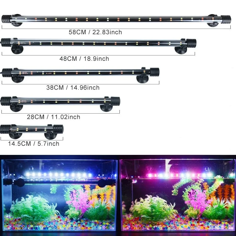 14-58CM Aquarium Licht Aquarium Tauch Licht Lampe Wasserdichte Unterwasser LED Lichter Aquarium Beleuchtung