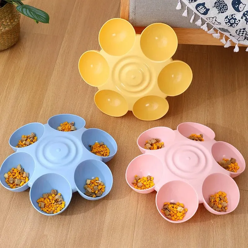 6-in-1-Hundenapf für Welpen, langsame Fütterung, Hundenapf, Katzenwasserflasche, blumenförmiger Katzenwasser-Futternapf, Teller für gesunde Ernährung, Haustierzubehör