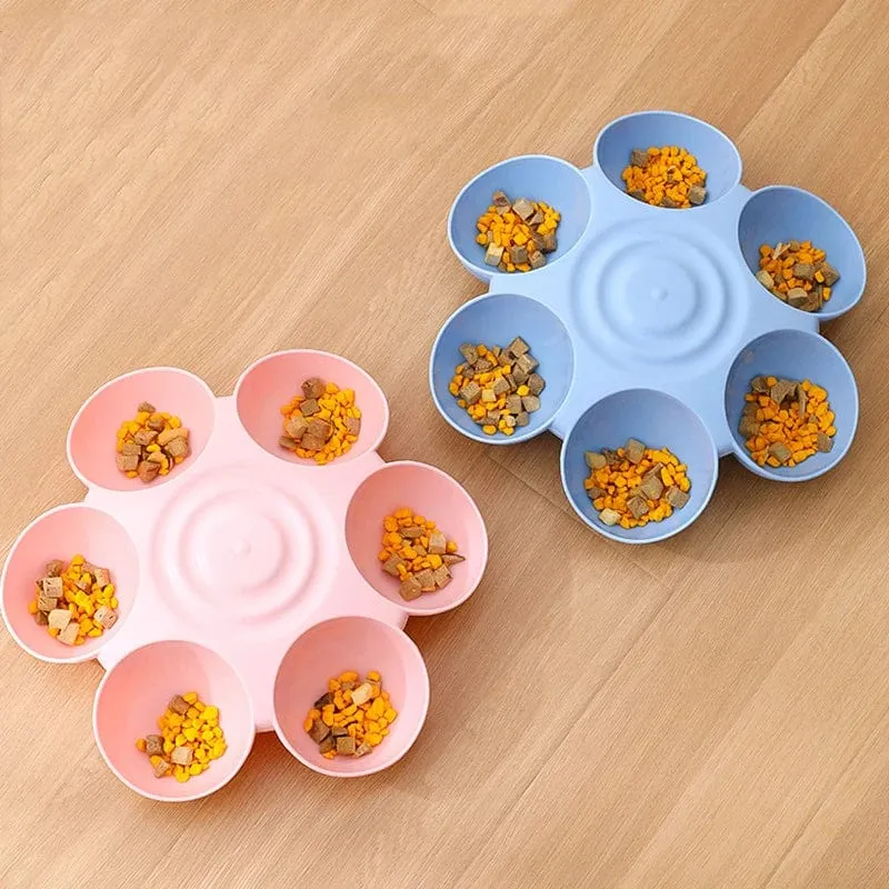 6-in-1-Hundenapf für Welpen, langsame Fütterung, Hundenapf, Katzenwasserflasche, blumenförmiger Katzenwasser-Futternapf, Teller für gesunde Ernährung, Haustierzubehör