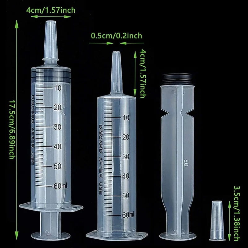 60 ml Flüssigkeitsspritze zum Befüllen mit Kleber, Klistierspritze, Nährstoff, steril, gesundheitlich unbedenklich, ohne Nadel, zum Nachfüllen der Bewässerung für die Tiernahrungsfütterung
