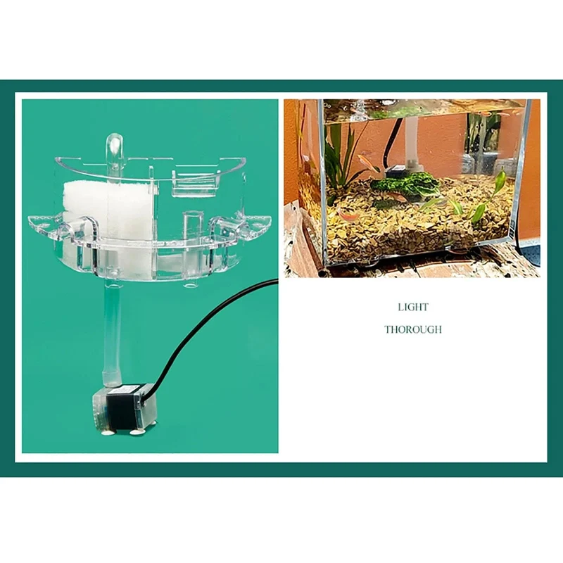 Mini-Aquarium aus Acryl, transparent, Fischhalter, Fischglas, tragbar, Desktop-Aquarium, Betta, tropische Fische, leise Pumpe, Filter, Baumwolle