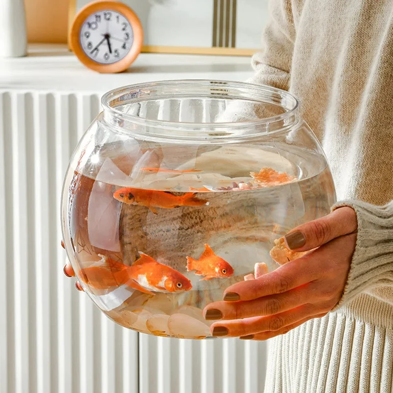 Kunststoff-Aquarium, dekorative kleine Schüssel, Zuhause, Goldfisch, dekorative Vase, transparenter Aufbewahrungstopf, runder Aquarium-Büro