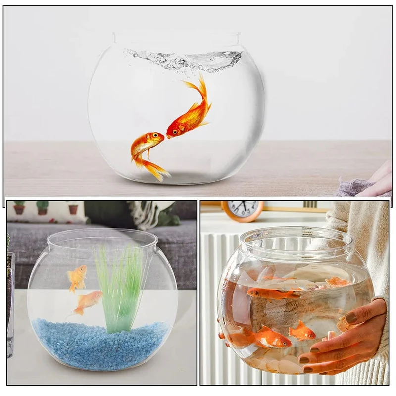 Kunststoff-Aquarium, dekorative kleine Schüssel, Zuhause, Goldfisch, dekorative Vase, transparenter Aufbewahrungstopf, runder Aquarium-Büro