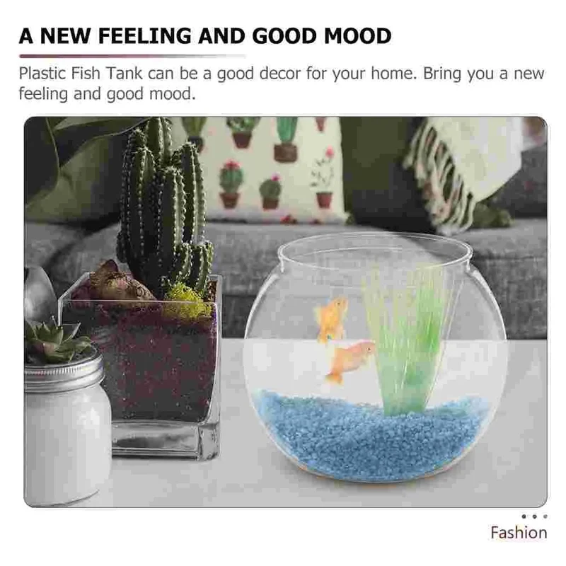 Kunststoff-Aquarium, dekorative kleine Schüssel, Zuhause, Goldfisch, dekorative Vase, transparenter Aufbewahrungstopf, runder Aquarium-Büro