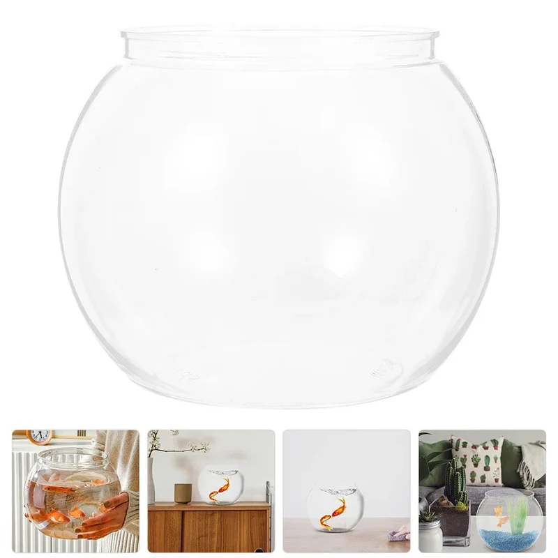 Kunststoff-Aquarium, dekorative kleine Schüssel, Zuhause, Goldfisch, dekorative Vase, transparenter Aufbewahrungstopf, runder Aquarium-Büro
