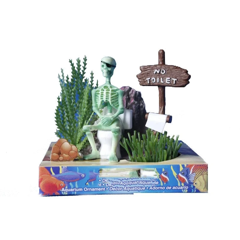 Hot Aquarium Dekoration Skelett auf Toilette Aquarium Ornament Dekor für Aquarium Tank WJ07