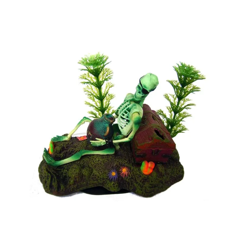 Hot Aquarium Dekoration Skelett auf Toilette Aquarium Ornament Dekor für Aquarium Tank WJ07