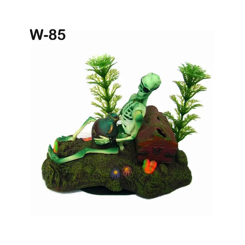Hot Aquarium Dekoration Skelett auf Toilette Aquarium Ornament Dekor für Aquarium Tank WJ07