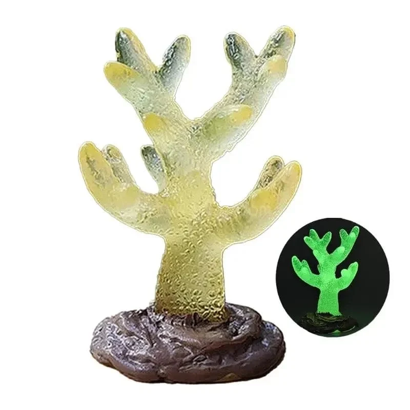 9 Stücke Miniaturen Leuchtendes Aquarium Aquarium Simulierte Korallen Dekoration Fische Schalen Harz Pflanzen Ornamente Figuren Zubehör