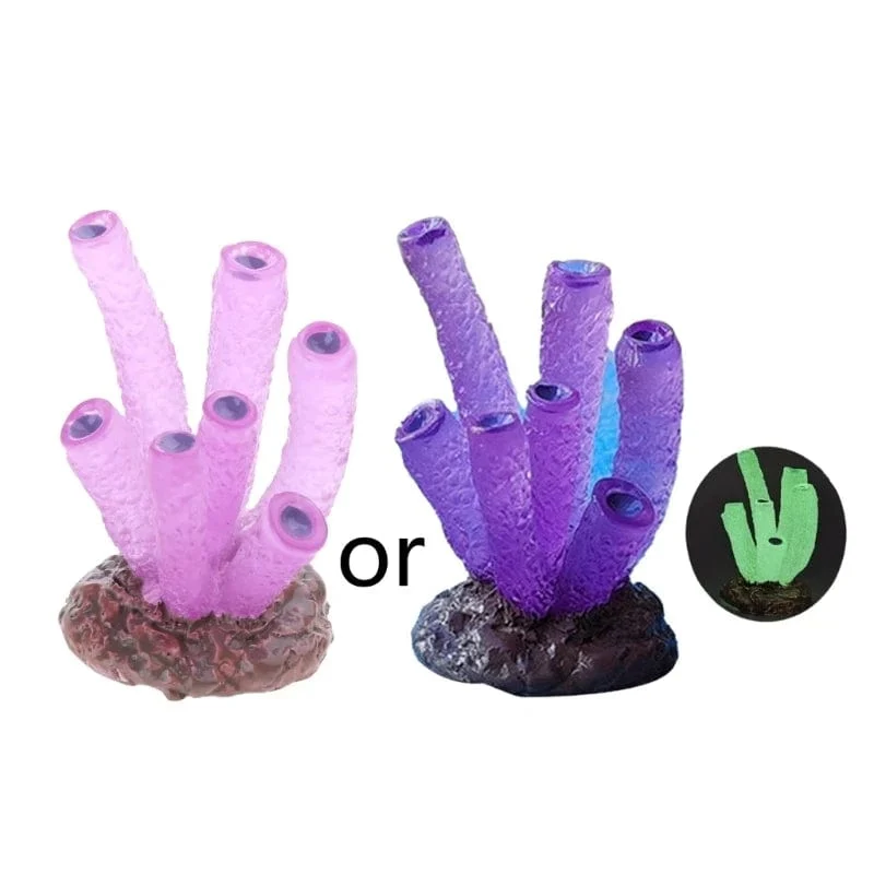 9 Stücke Miniaturen Leuchtendes Aquarium Aquarium Simulierte Korallen Dekoration Fische Schalen Harz Pflanzen Ornamente Figuren Zubehör