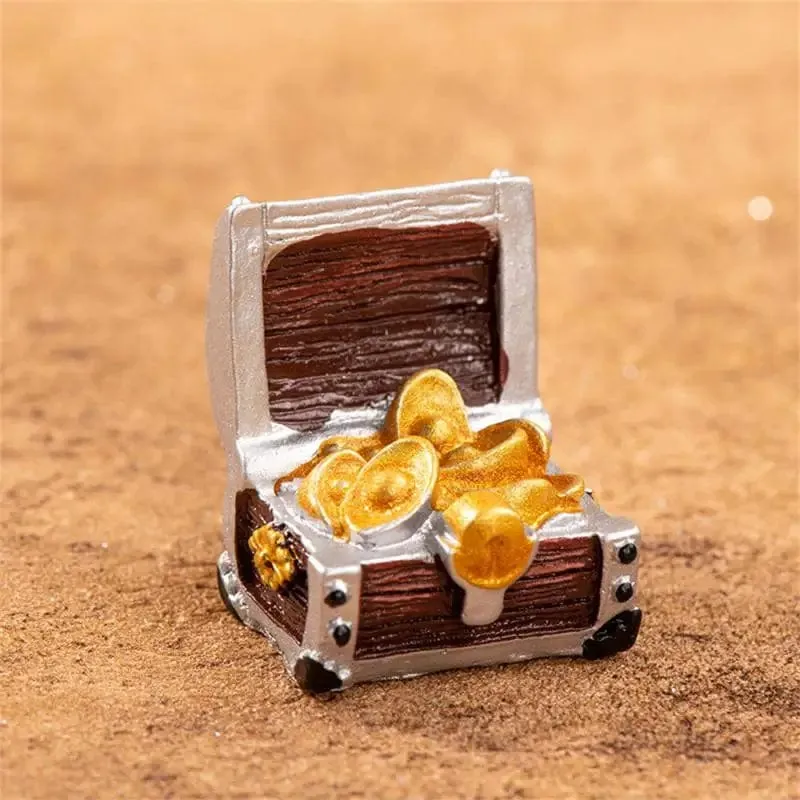 Simulation Schatztruhe Box Antike Kreative Harz Aquarium Landschaft Münzen Fall Figuren Handwerk Geschenke Aquarium Ornamente