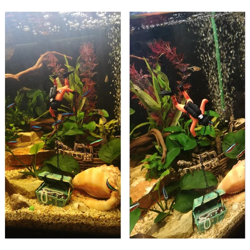 Schatztruhe Aquarium Dekorationen Schatzjäger Aquarium Dekoration Zubehör Taucher Actionfigur Aquarium Ornament