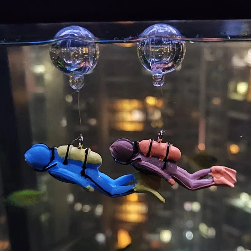 Aquarium-Dekoration, leuchtend grün, Mini-Schwimmtaucher, Aquarium-Ornamente, kleine schwimmende Kugel, Aquarium-Zubehör