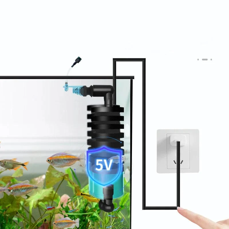 Qanvee Elektrischer Wasserschwamm, USB-Reiniger, biologischer Sauerstoff, Aquarium-Filterschaum, Aquarium-Zubehör, Filtro-Ausrüstung