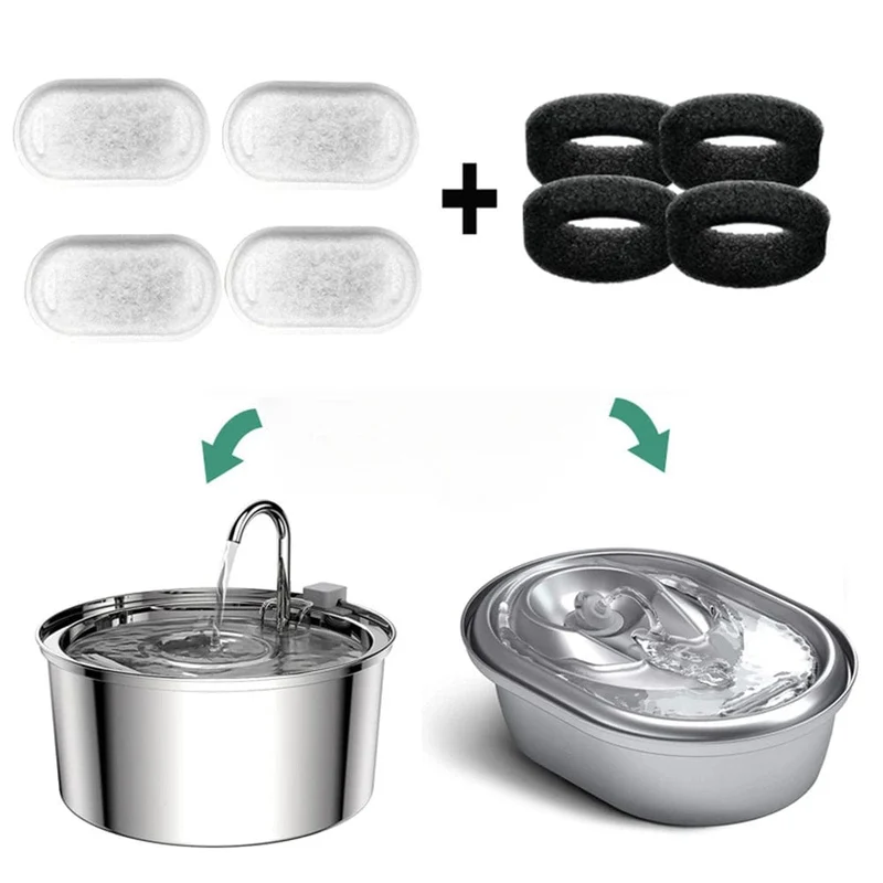 Ersatzfilter für Trinkbrunnen für Katzen und Hunde, Edelstahl-Futterspender, Trinkbrunnen für Haustiere, Aktivkohlefilter ersetzt