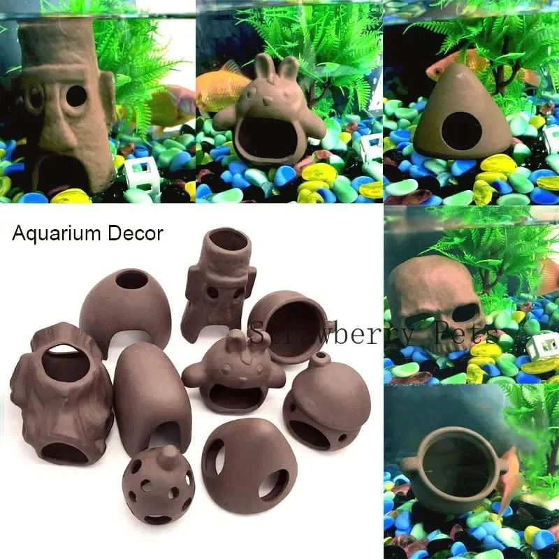 Keramik Aquarium Dekoration Fisch Garnelen Shelter Haus Keramik Skorpion Haus Kanister Simulation Stein Aquarium Dekor Große
