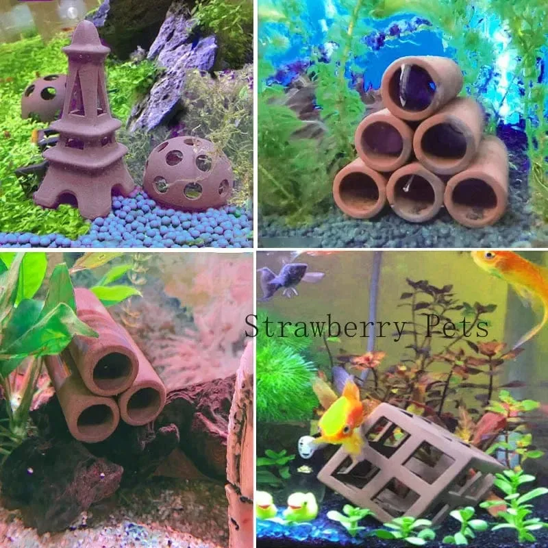 Keramik Aquarium Dekoration Fisch Garnelen Shelter Haus Keramik Skorpion Haus Kanister Simulation Stein Aquarium Dekor Große