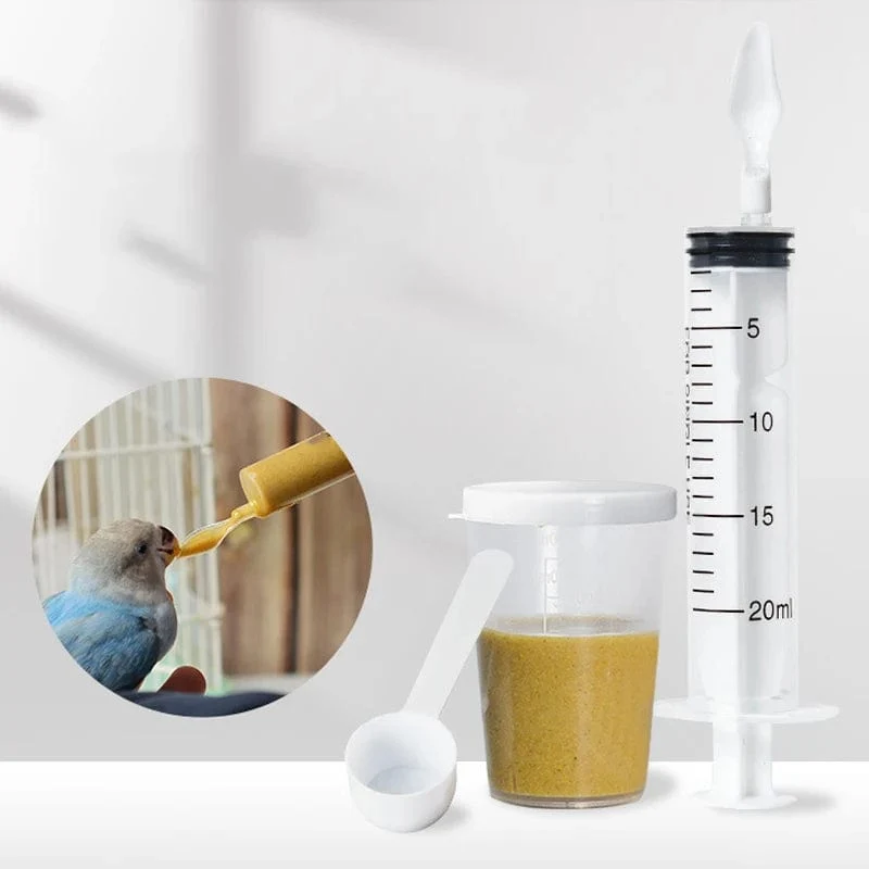 Futterlöffel für Vögel und Papageien, mit manueller Spritze, Wasser-/Milch-/Medizin-Fütterungsspritze für Babys, 20 ml