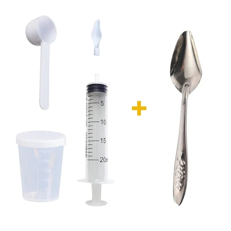 Futterlöffel für Vögel und Papageien, mit manueller Spritze, Wasser-/Milch-/Medizin-Fütterungsspritze für Babys, 20 ml