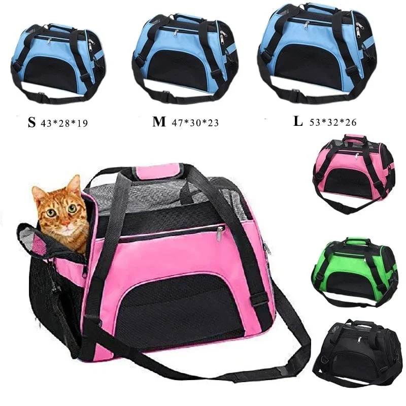 Katzentaschen, tragbare Hunde-Tragetasche, atmungsaktive Netz-Tragetaschen für kleine Hunde, faltbare Katzen-Handtasche, Reise-Haustiertasche, Transporttasche