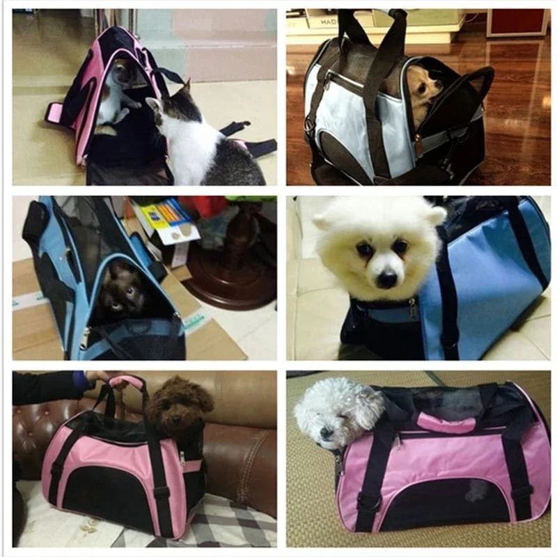 Katzentaschen, tragbare Hunde-Tragetasche, atmungsaktive Netz-Tragetaschen für kleine Hunde, faltbare Katzen-Handtasche, Reise-Haustiertasche, Transporttasche