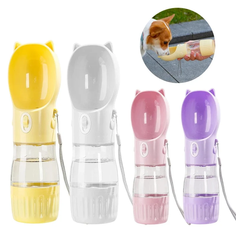 Tragbare Hundewasserflasche mit Futterbecher für kleine und große Hunde und Katzen, Spaziergänge im Freien, Trinken, Futterspender, Zubehör für Französische Bulldoggen