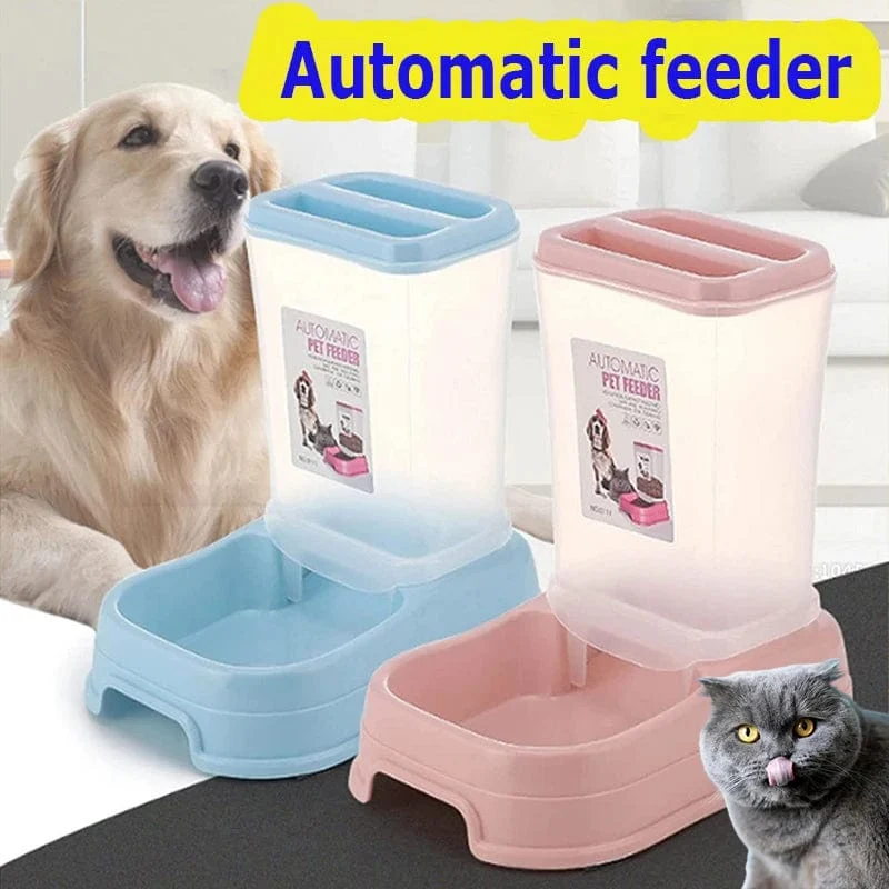 Automatischer Futterspender für Katzen und Haustiere, Trinknapf mit großer Kapazität, Kombination aus Getreideaufbewahrungseimer und Futternapf für Haustiere, Heimtierbedarf