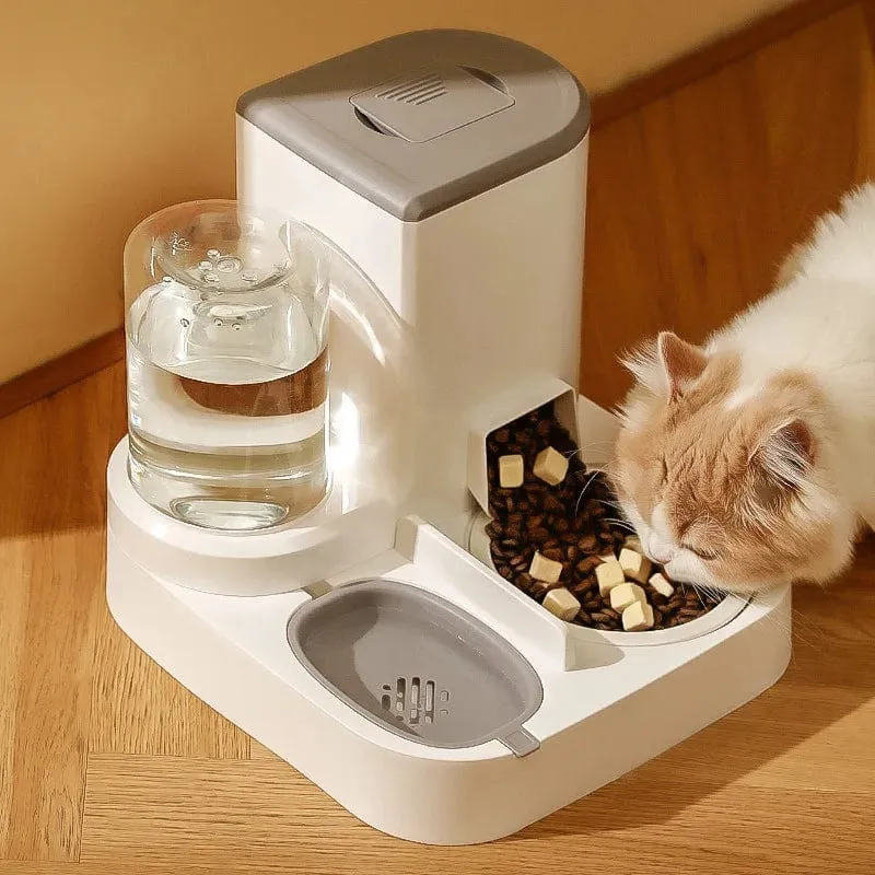 Automatisches Katzenfütterungs- und Wasserfütterungsgerät, Hundenapf, Katzenbecken, 2-in-1-Wasserspender, Katzennapf, Heimtierbedarf