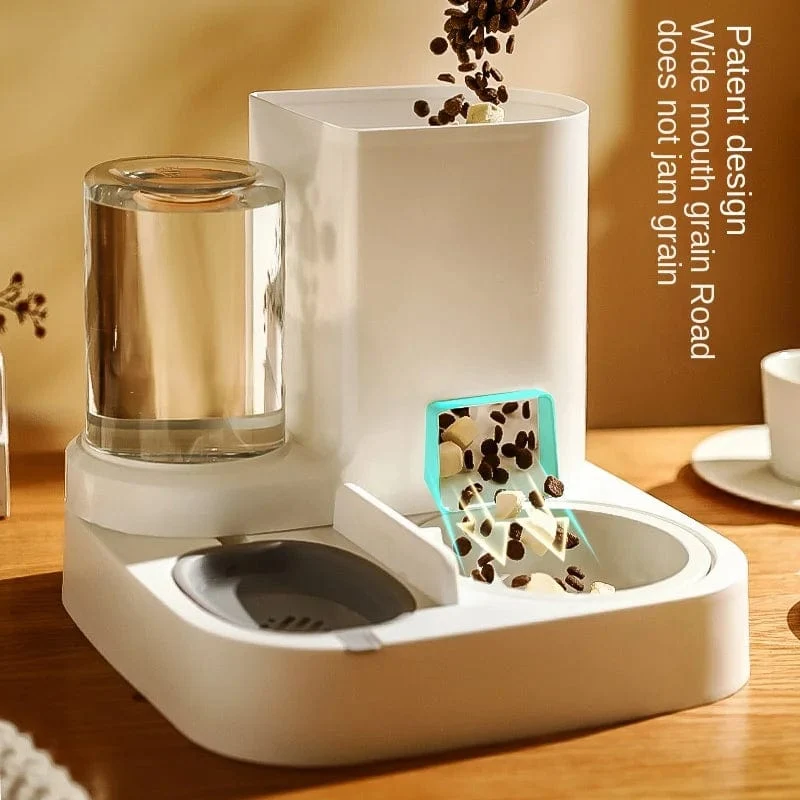 Automatisches Katzenfütterungs- und Wasserfütterungsgerät, Hundenapf, Katzenbecken, 2-in-1-Wasserspender, Katzennapf, Heimtierbedarf