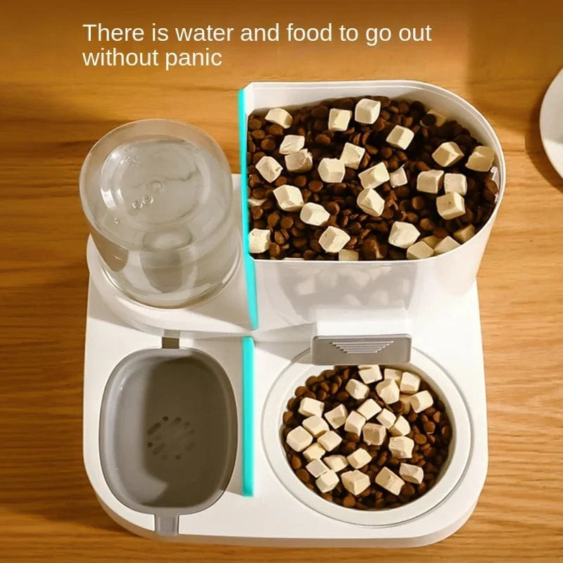 Automatisches Katzenfütterungs- und Wasserfütterungsgerät, Hundenapf, Katzenbecken, 2-in-1-Wasserspender, Katzennapf, Heimtierbedarf