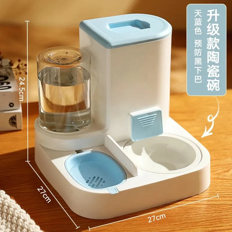 Automatisches Katzenfütterungs- und Wasserfütterungsgerät, Hundenapf, Katzenbecken, 2-in-1-Wasserspender, Katzennapf, Heimtierbedarf