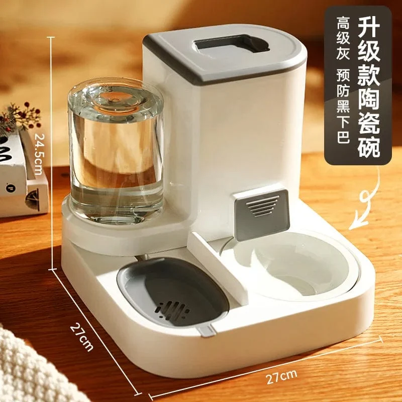 Automatisches Katzenfütterungs- und Wasserfütterungsgerät, Hundenapf, Katzenbecken, 2-in-1-Wasserspender, Katzennapf, Heimtierbedarf