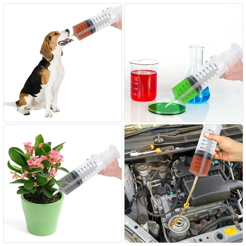 Große Spritze 100 ml-550 ml mit 100 cm Schlauch, wiederverwendbarer Messinjektor für Tierfütterung, Öl, Wasser, Flüssigkeit, Nährstoffe, große Spritze