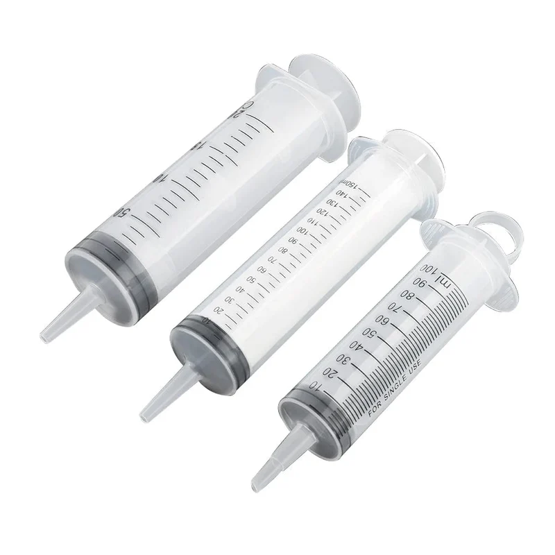 Große Spritze 100 ml-550 ml mit 100 cm Schlauch, wiederverwendbarer Messinjektor für Tierfütterung, Öl, Wasser, Flüssigkeit, Nährstoffe, große Spritze