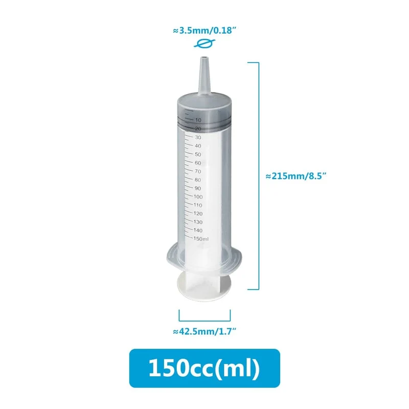 Große Spritze 100 ml-550 ml mit 100 cm Schlauch, wiederverwendbarer Messinjektor für Tierfütterung, Öl, Wasser, Flüssigkeit, Nährstoffe, große Spritze
