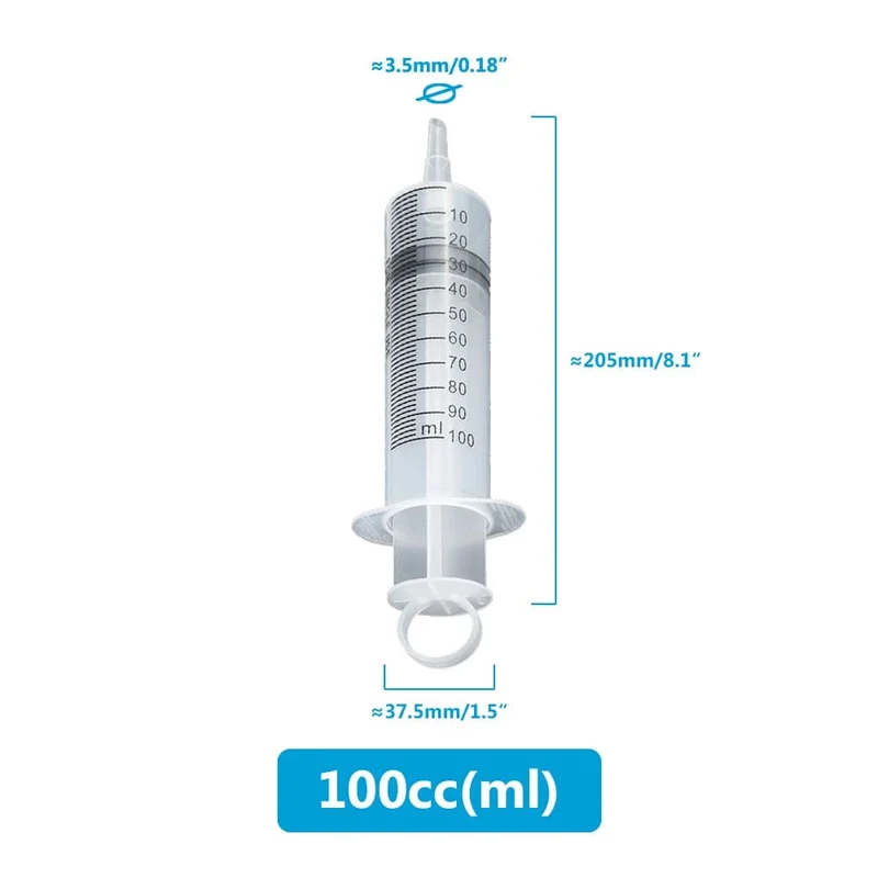 Große Spritze 100 ml-550 ml mit 100 cm Schlauch, wiederverwendbarer Messinjektor für Tierfütterung, Öl, Wasser, Flüssigkeit, Nährstoffe, große Spritze