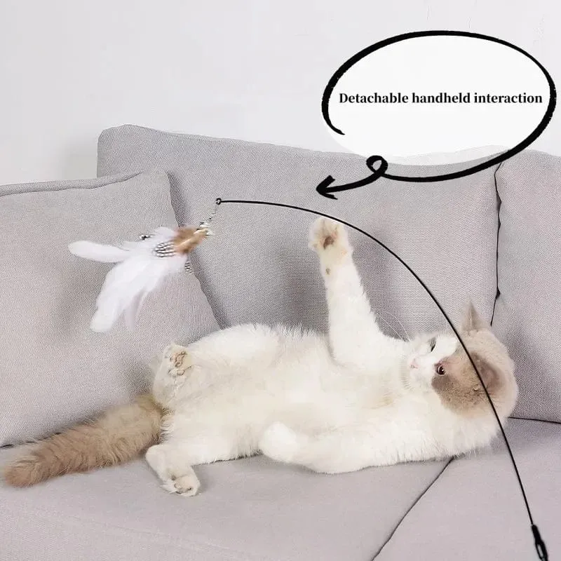 Haustier-Katzenspielzeug, Katzenstab, flauschige Feder mit Glöckchen, Saugnapf, Katzenstock-Spielzeug, interaktives Spielzeug für Katzen, Kätzchen, Jagd, Übung, Haustierprodukt