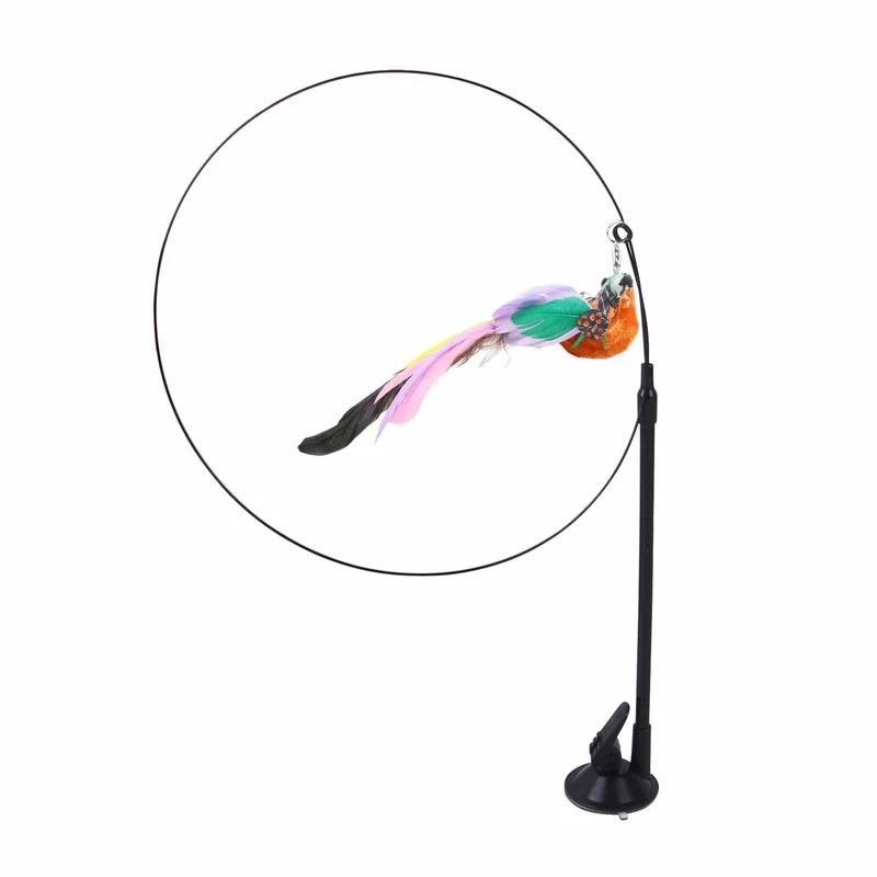 Haustier-Katzenspielzeug, Katzenstab, flauschige Feder mit Glöckchen, Saugnapf, Katzenstock-Spielzeug, interaktives Spielzeug für Katzen, Kätzchen, Jagd, Übung, Haustierprodukt