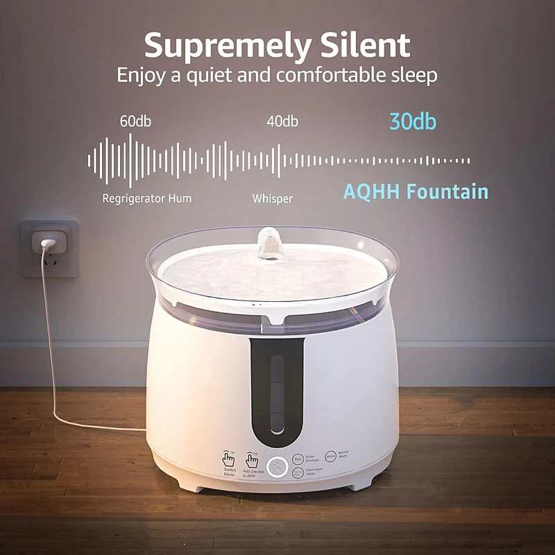 AQHH Katzentrinkbrunnen mit kabelloser Pumpe, Haustier-Wasserbrunnen für Katzen im Inneren, automatischer intelligenter Brunnen, App-Steuerung, einfache Reinigung
