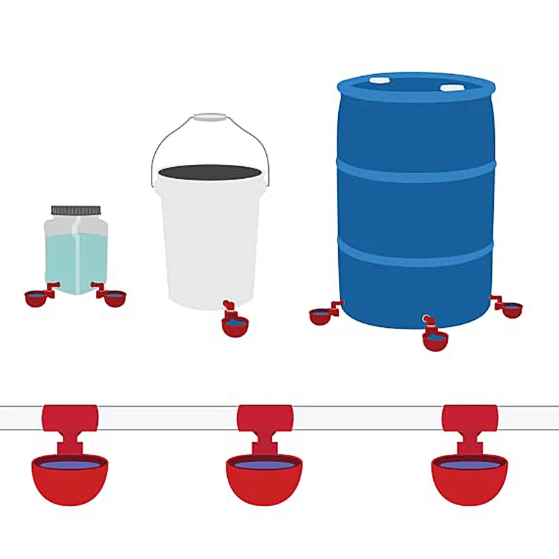 Automatischer Hühnertränkebecher Ententränkebecher Hühnerfutterspender Kunststoff-Geflügelnäpfe und -tränkenbecher Wassersystemzubehör