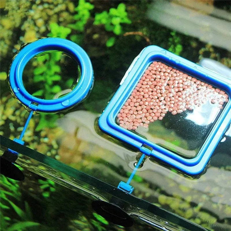 Aquarium-Futterring, Fischtank-Station, schwimmendes Futtertablett, Futterspender, quadratisch, Kreis, Zubehör, tragbarer Fischfutter-Futterspender mit Saugnapf