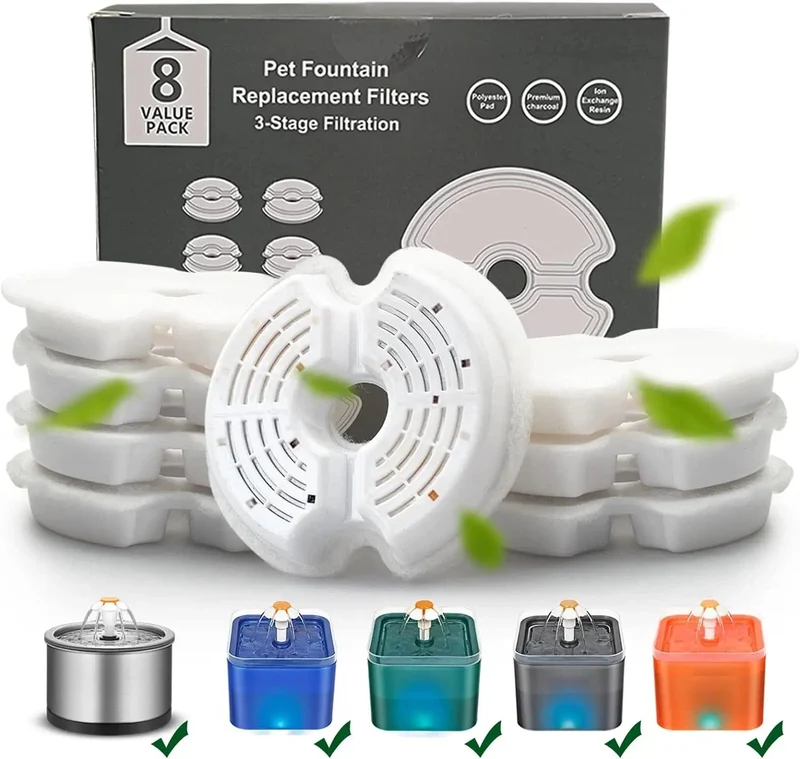 Filter für Katzentrinkbrunnen, Mehrfachfiltration, Ersatzfilter für Haustiertrinkbrunnen, 4/8 Packungen
