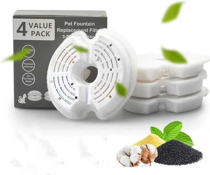 Filter für Katzentrinkbrunnen, Mehrfachfiltration, Ersatzfilter für Haustiertrinkbrunnen, 4/8 Packungen