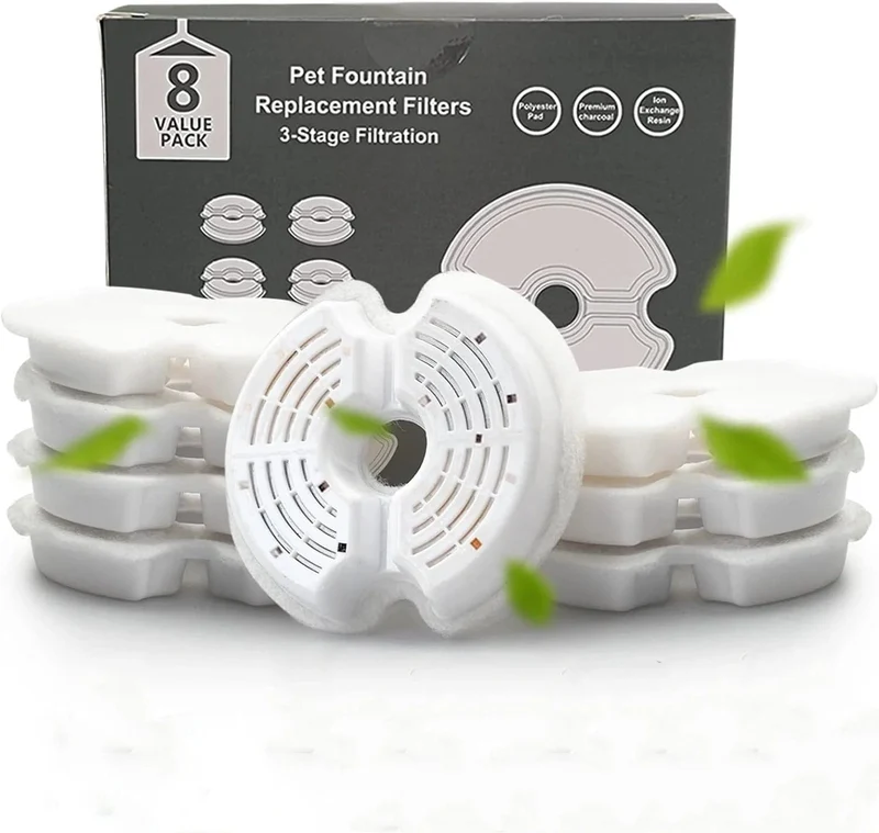 Filter für Katzentrinkbrunnen, Mehrfachfiltration, Ersatzfilter für Haustiertrinkbrunnen, 4/8 Packungen