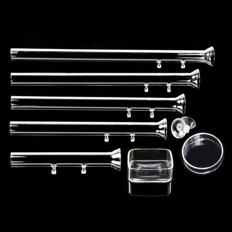 Glas Aquarium Feeder Tube Dish Transparent Aquarium Garnelen Schnecke Futter Feeder Bowl Aquarium Fütterung Zubehör Garnelen Feeder
