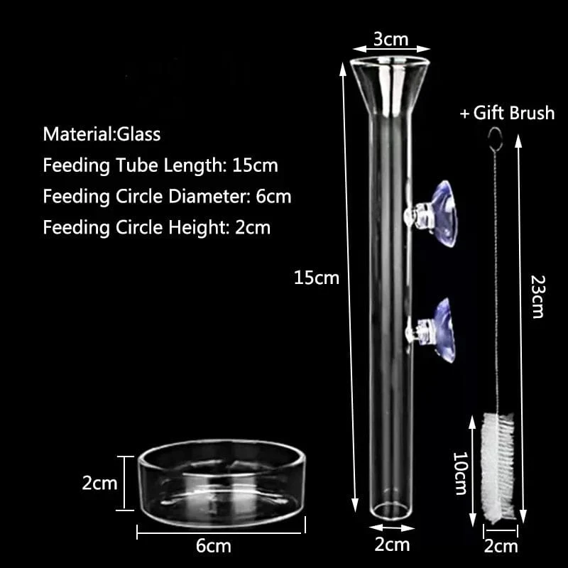 Glas Aquarium Feeder Tube Dish Transparent Aquarium Garnelen Schnecke Futter Feeder Bowl Aquarium Fütterung Zubehör Garnelen Feeder