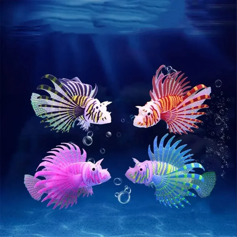 Aquarium Künstliche Leuchtende Feuerfische Aquarium Landschaft Silikon Gefälschte Fische Schwimmende Glow In Dark Ornament Hause Dekoration